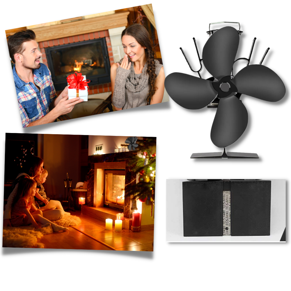 4-Blade Heat Powered Stove Fan for fireplaces - Ozerty