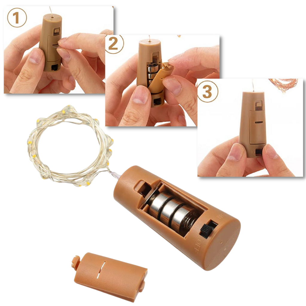 Bottle string LED light with cork (pack of 3)