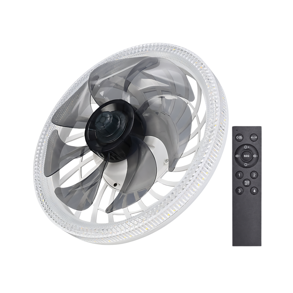 Aesthetic Ceiling Fan With Light And Remote -Black - Ozerty